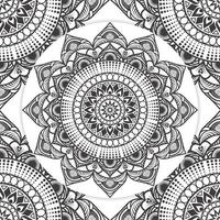 Mandala-Blumen-Strichzeichnungen für KDP-Malbuchseite. Lochmuster-Mandala zum Färben von Seiten, islamisches Mandala-Design im Ethno-Stil vektor