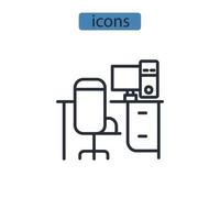 Home-Office-Symbole symbolen Vektorelemente für das Infografik-Web vektor