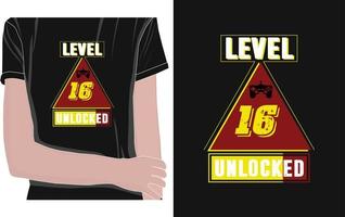 Level 16 entsperren T-Shirt-Design vektor