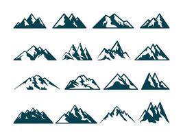 berg siluett, blå steniga berg illustration, vektor design, tecken, symbol, utomhus, bunt.