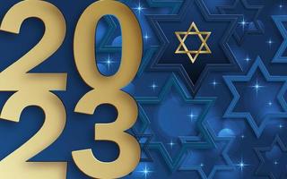 Frohes neues Jahr 2023, festliches Muster mit israelischem Designkonzept vektor