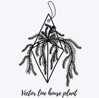 Vektor-Doodle-Kaktus-Illustration. Black Line Art Zimmerpflanze in einem Topf. ideal für verschiedene Arten von Designs und Hintergründen vektor