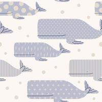 Vektorpastellfarben minimales Sea Life Wal nahtloses Muster für Kinder- und Babygewebe oder Packpapierdruck. vektor