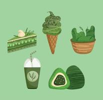 Matcha-Icons-Konzept vektor