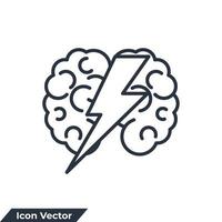 Brainstorming-Symbol-Logo-Vektor-Illustration. gehirn mit donnersymbolvorlage für grafik- und webdesignsammlung vektor