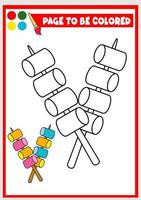 målarbok för barn. marshmallow på pinne vektor