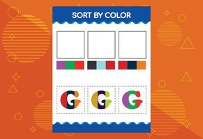 alfabetet g sorterar efter färg för barn. bra för skol- och dagisprojekt vektor