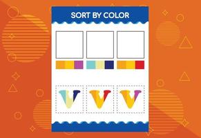alfabetet v sorterar efter färg för barn. bra för skol- och dagisprojekt vektor