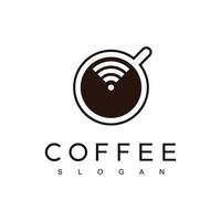 Kaffee-Logo-Design-Vorlage mit Vintage-Konzept-Stil. Verwendung von WLAN und Tassensymbol für Cafés und Cafés vektor