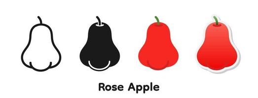 vektor ikonuppsättning av rose apple.