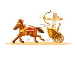 encient ägyptischer wagen, ägypten-bogenschütze reiten pferdewagen illustrationsvektor vektor