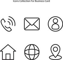 Reihe von Symbolen für Visitenkarten und Informationskarten. Visitenkarten-Icon-Element im Umriss, freier Vektor