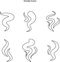 Rauchströmungssymbole, Dampfexplosion, Smog- und Rauchwolken, Nebelrauch, Dampf oder rauchige giftige Luftspritzer vektor