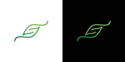 einzigartiges und natürliches blatt-logo-design des buchstabens vektor