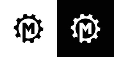 stark och modern första bokstaven m gear mekanisk logotyp design vektor