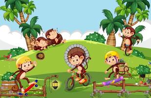 glückliche Affenfamilie im Wald vektor