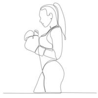 fortlaufende Linienzeichnung der weiblichen Boxsportler-Vektorillustration vektor