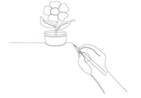 kontinuierliche Linie der Hand- und Federzeichnungsblumenvektorillustration vektor