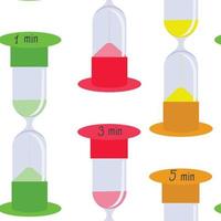 timglaset är grönt, rött, gult i en, tre och fem minuter. vektor illustration.