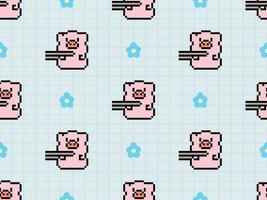 gris seriefigur seamless mönster på blå bakgrund. pixel stil vektor