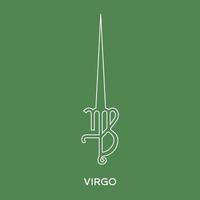 virgo stjärntecken. linje stilikon av zodiacal vapen svärd. ett av 12 zodiakvapen. astrologiska, horoskop tecken. ren och modern vektorillustration för design, webb. vektor