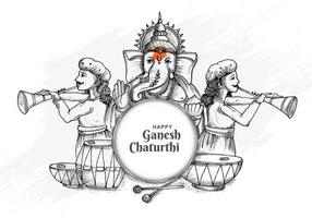 hand zeichnen skizze lord ganesh chaturthi schöner feiertagskartenhintergrund vektor