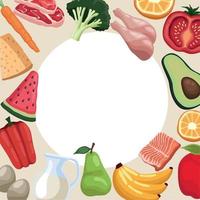 Rahmen für gesunde Lebensmittelzutaten vektor