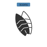 Surf-Icons gesetzt. Surf Pack Symbol Vektorelemente für Infografik Web vektor