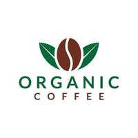 Kaffeebohne mit Blatt. Bio-Kaffee-Logo-Design vektor