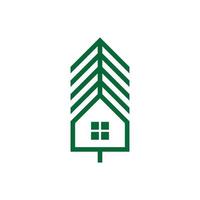 abstrakt tall träd hus logotyp design vektor