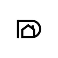 bokstaven d hem byggnad logotyp design vektor