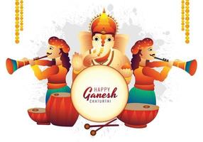 glad ganesh chaturthi-firande med bön till lord ganesha-kortbakgrund vektor