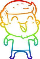Regenbogen-Gradientenlinie Zeichnung Cartoon-Mann lachen vektor