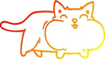 Warme Gradientenlinie Zeichnung Cartoon Fette Katze vektor