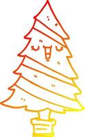 warme Gradientenlinie Zeichnung Cartoon-Weihnachtsbaum vektor