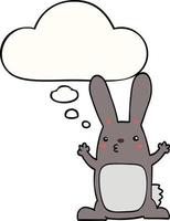 Cartoon-Kaninchen und Gedankenblase vektor