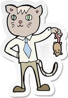 Aufkleber einer Cartoon-Business-Katze mit toter Maus vektor