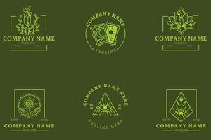 mystische hellgrüne sammlung minimalistisches symbol logo vorlage vintage grüner pastellstil. vektor