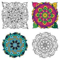 vektor blommig utsmyckade mandala set