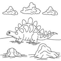 Design-Vektor-Malseite Dinosaurier für Kinder vektor