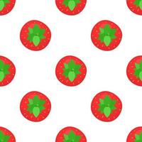 seamless mönster med färska ljusa exotiska hela jordgubbar vy från ovan på vit bakgrund. sommarfrukter för en hälsosam livsstil. ekologisk frukt. tecknad stil. vektor illustration för någon design.