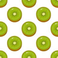 seamless mönster med färsk halv kiwi frukt på vit bakgrund. sommarfrukter för en hälsosam livsstil. ekologisk frukt. tecknad stil. vektor illustration för någon design.