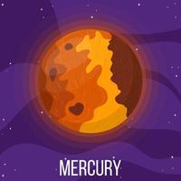 Merkur-Planet im Weltraum. buntes universum mit quecksilber. Cartoon-Stil-Vektor-Illustration für jedes Design. vektor