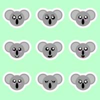 uppsättning koala klistermärken. olika känslor, uttryck. klistermärke i anime stil. vektor illustration för din design.