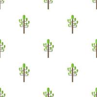 Nahtloses Muster mit flachem grünem Baumsymbol auf weißem Hintergrund. vektorillustration für design, web, verpackungspapier, stoff, tapete. vektor