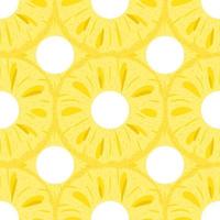 Nahtloses Muster mit frisch geschnittenen Ringen Ananasfrucht auf weißem Hintergrund. sommerfrüchte für einen gesunden lebensstil. Bio-Obst. Cartoon-Stil. Vektorillustration für jedes Design. vektor