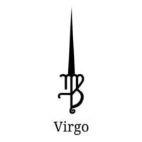 virgo svärd ikon. siluett av zodiakalvapen. ett av 12 zodiakvapen. vektor astrologiska, horoskop tecken. zodiaken symbol. vektor illustration isolerad på vit bakgrund.