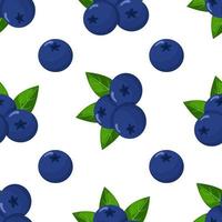 seamless mönster med färska ljusa exotiska blåbär på vit bakgrund. sommarfrukter för en hälsosam livsstil. ekologisk frukt. tecknad stil. vektor illustration för någon design.