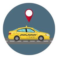 autotaxi im flachen stil. Ansicht von der Seite. Taxi gelbes Auto Taxi isoliert auf weißem Hintergrund. für Taxiservice-App, Anzeige von Transportunternehmen, Infografiken. Vektorillustration für Ihr Design. vektor