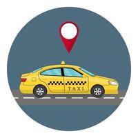 biltaxi i platt stil. vy från sidan. taxi gul bil hytt isolerad på vit bakgrund. för taxiserviceapp, transportföretagsannons, infografik. vektor illustration för din design.